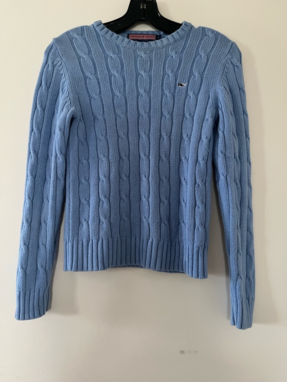 SOLD Vineyard Vines Blue Cable Knit Sweater Small Preppy Old Money Quiet Luxury